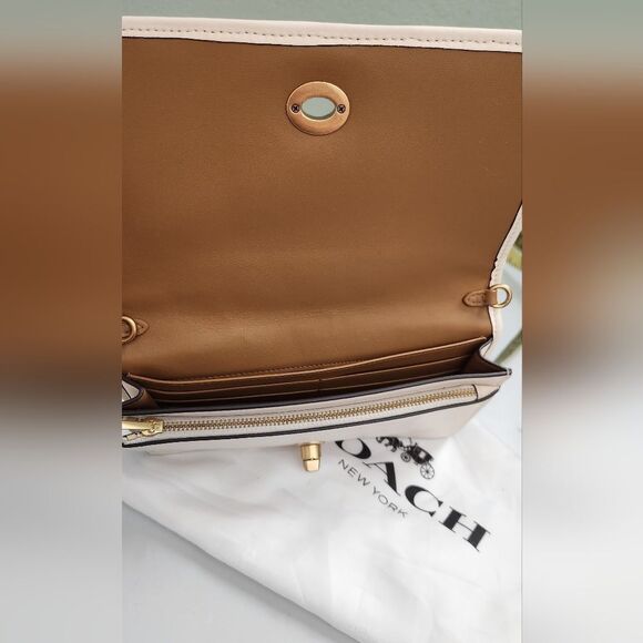 COACH Hayden Foldover Quilted Crossbody Clutch Bag in Chalk/Cream - Picture 10 of 13